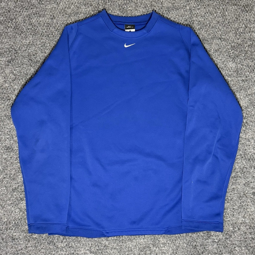 Nike Therma-Fit Middle Swoosh Sweatshirt Pullover Blue Fleece Men's Size Medium